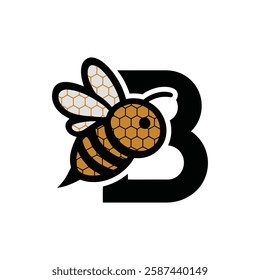 Bee Logo with Letter 'B' Creative Vector Design