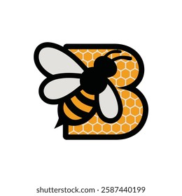 Bee Logo with Letter 'B' Creative Vector Design