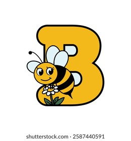 Bee Logo with Letter 'B' Creative Vector Design