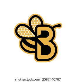 Bee Logo with Letter 'B' Creative Vector Design