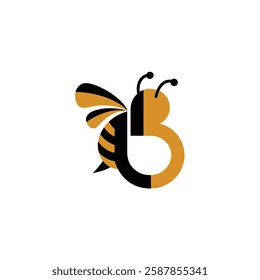 Bee Logo with Letter 'B' Creative Design Vector illustration.