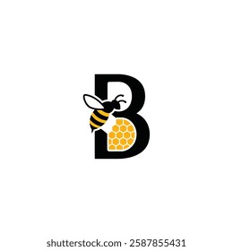 Bee Logo with Letter 'B' Creative Design Vector illustration.