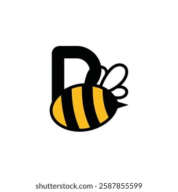 Bee Logo with Letter 'B' Creative Design Vector illustration.