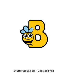 Bee Logo with Letter 'B' Creative Design Vector illustration.