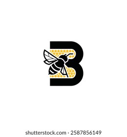 Bee Logo with Letter 'B' Creative Design Vector illustration.