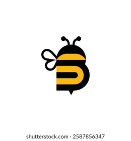 Bee Logo with Letter 'B' Creative Design Vector illustration.