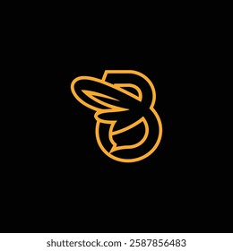 Bee Logo with Letter 'B' Creative Design Vector illustration.