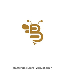 Bee Logo with Letter 'B' Creative Design Vector illustration.