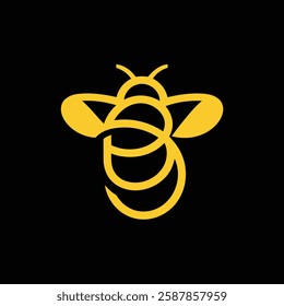 Bee Logo with Letter 'B' Creative Design Vector illustration.
