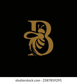 Bee Logo with Letter 'B' Creative Design Vector illustration.