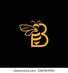 Bee Logo with Letter 'B' Creative Design Vector illustration.