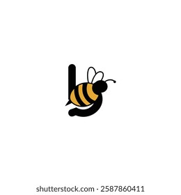 Bee Logo with Letter 'B' Creative Design Vector illustration.