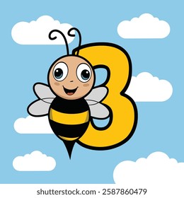 Bee Logo with Letter 'B' Creative Design Vector illustration.