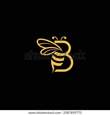 Bee Logo with Letter 'B' Creative Design Vector illustration.