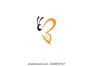 Bee logo with letter B in flat design style