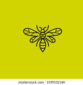 Bee Logo In Line Art Design Concept