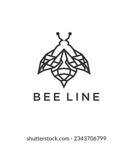 bee logo line art outline vector illustration