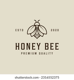 bee logo line art vector simple illustration template icon graphic design. honey hive sign or symbol for product from nature business