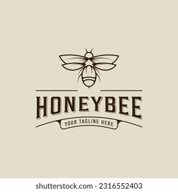 imagen de línea de logotipo de abeja vectorial simple ilustración plantilla de icono diseño gráfico. signo o símbolo de colmena de miel para productos de la naturaleza