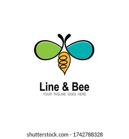 Bee logo with line design, Animal icon 