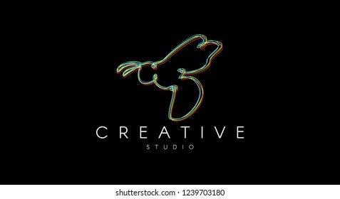 Bee Logo. Linear logo, in the form of a bee.