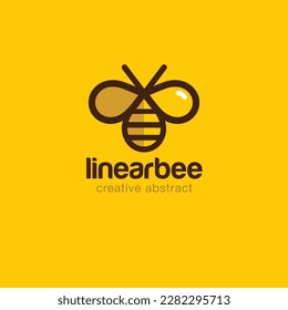 bee logo linear vector icon