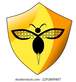 the bee logo (mascot) with the philosophy of the mask behind the bee shows that honey is good for the body