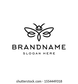 bee logo minimal simple bumblebee icon illustration in trendy line linear outline style 