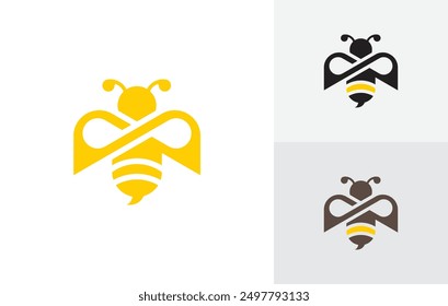 Bee logo modern vector design template. Minimal bee creative logo design.