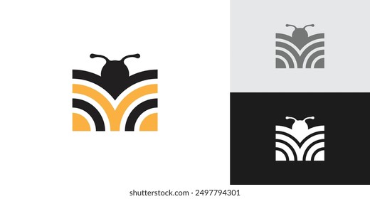 Bee logo modern vector design template. Minimal bee creative logo design.