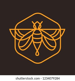 bee logo on black background with yellow lines in minimalist style