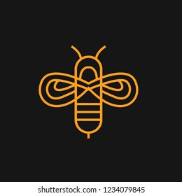 bee logo on a black background of lines in a minimalist style