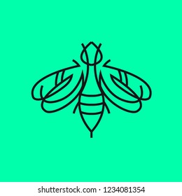 bee logo on green background with black lines