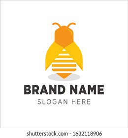 Bee logo on yellow Gradient Premium Vector