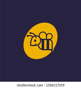 Bee Logo in Oval Shape Stock Vector