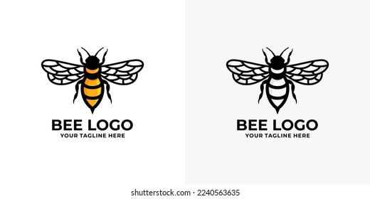 Bee logo set design vector illustration