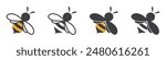 Bee logo. Set of signs bees. Silhouettes insects. Vector illustration.