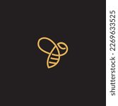 bee Logo, shaped with lines forming a flying bee into the design, creating a bee logo in gold color.