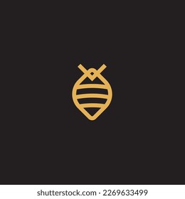bee Logo, shaped with lines forming a flying bee into the design, creating a bee logo in gold color.