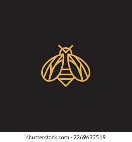 bee Logo, shaped with lines forming a flying bee into the design, creating a bee logo in gold color.