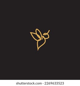 bee Logo, shaped with lines forming a flying bee into the design, creating a bee logo in gold color.