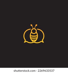 bee Logo, shaped with lines forming a flying bee into the design, creating a bee logo in gold color.
