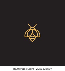 bee Logo, shaped with lines forming a flying bee into the design, creating a bee logo in gold color.