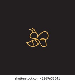 bee Logo, shaped with lines forming a flying bee into the design, creating a bee logo in gold color.