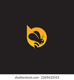 logotipo de abejas, en forma de líneas que forman una abeja voladora en el diseño, creando un logotipo de abejas de color dorado.