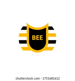 Bee logo, shield design concept, vector illustration of a security, isolated on white background.