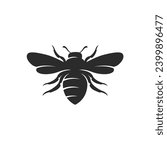 Bee logo. Bee silhouette for Emblem design. Simple bee's symbol. Vector illustration
