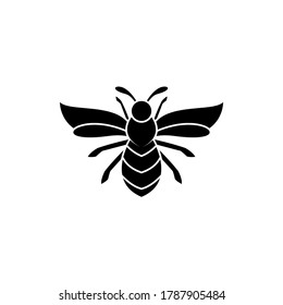 Bee logo with silhouette style design vector