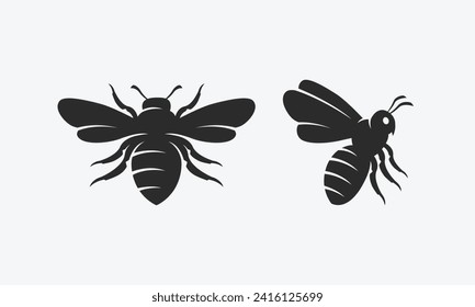 Bee logo. Bee silhouettes. Bee logo template. Vector illustration