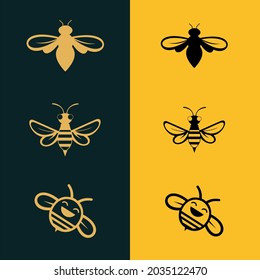 Logo de Bee. adecuado para el logotipo de la empresa, impresión, digital, icono, aplicaciones y otros fines de marketing. Conjunto de logotipos de abejas.